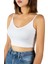 Kadın Beyaz Ip Askılı Fitted/vücuda Oturan Fitilli Örme Crop Top Bluz 23K-TRP-CRP05 3
