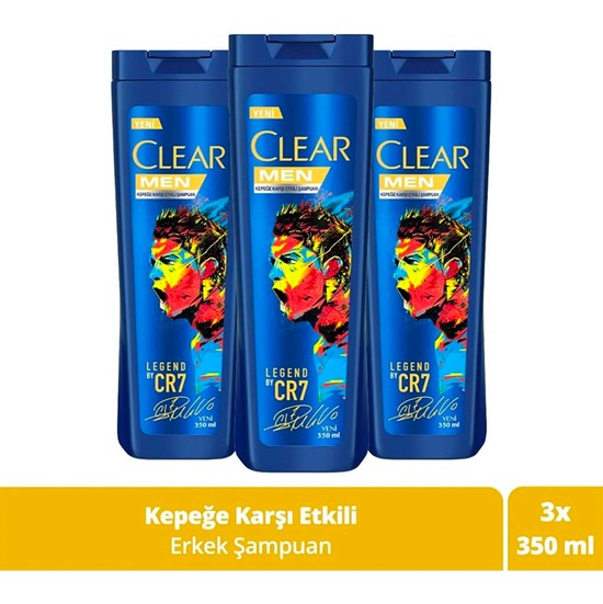 Clear Men Kepeğe Karşı Etkili Şampuan Legend By CR7 350 ml x3