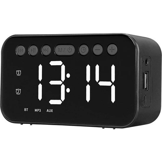 Mikado Md-W5 500MAH 5W Beyaz Bluetooth-Tf Cart - USB Alarmlı Saat Speaker