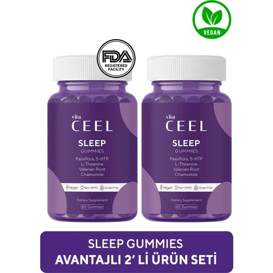 Vita Ceel 2'li Vegan Uyku Döngüsüne Yardımcı Vegan Sleep Gummy Vitamin Passiflora, Vitamin B6, L-theanie