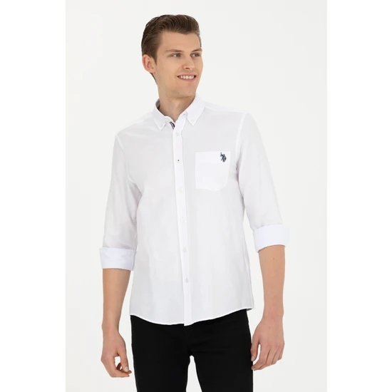 U.S. Polo Assn. Erkek Beyaz Desenli Gömlek 50279439-VR013