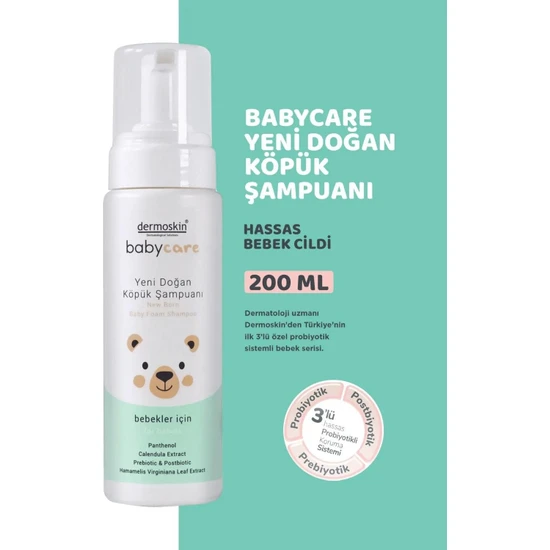 Dermoskin Babycare Yeni Doğan Köpük Şampuanı 200 ml