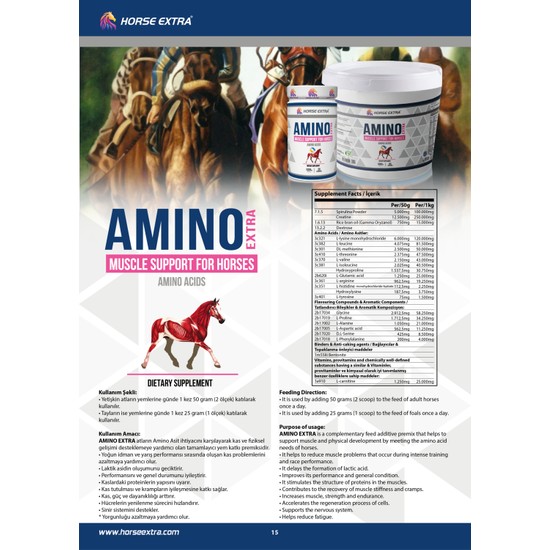Horse Extra Amino Acids 3 kg Fiyatı Taksit Seçenekleri
