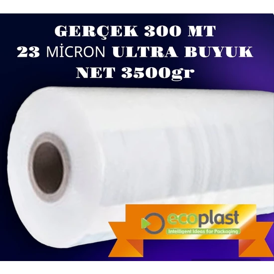 Ecoplast Ultra Büyük Gerçek 300 mt 23 Micron Palet Streci Net 3500 gr Streç 50 cm