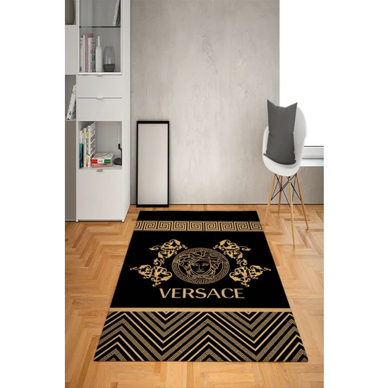 Doruklar Home Collection Kaymaz Taban Yıkanabilir Modern Medusa Versace Desenli Dot Taban Halı