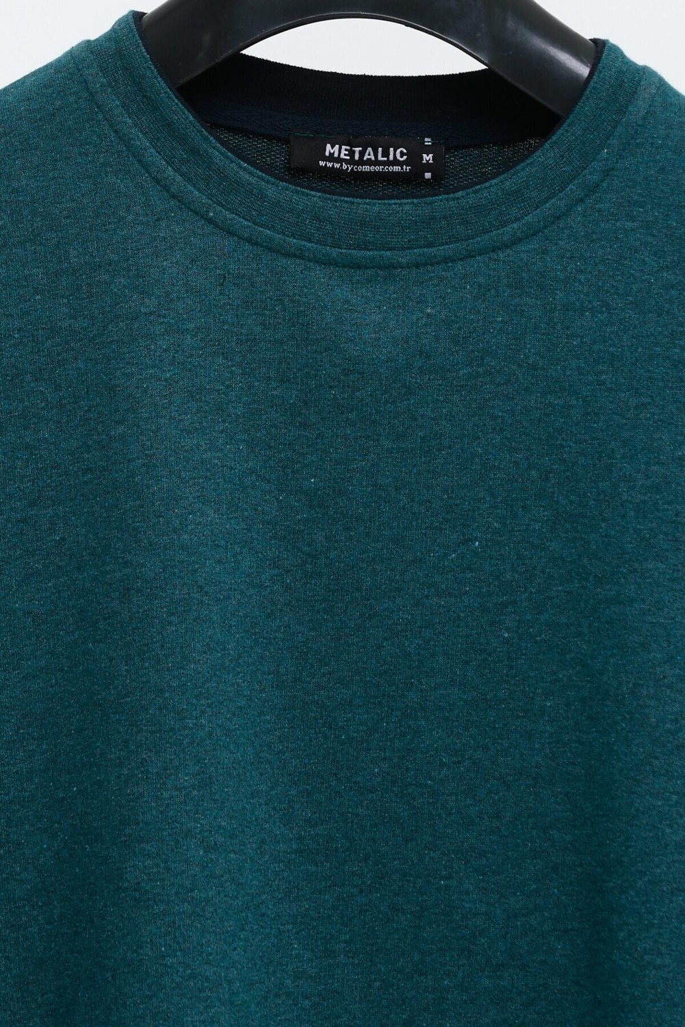 Mmetalic Erkek Lacivert Çift Bisiklet Yaka Baskı Detaylı Standart Rahat Kesim Sweatshirt görsel 4