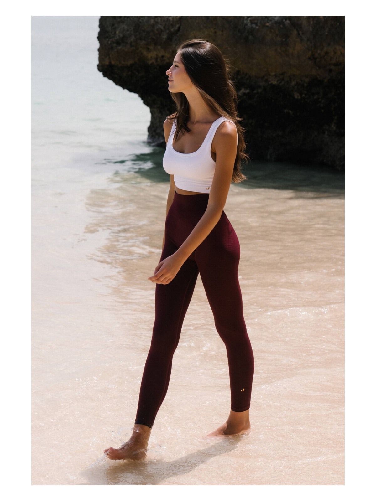 Jerf Gela Yüksek Bel, Esnek ve Toparlayıcı Spor Tayt Bordo