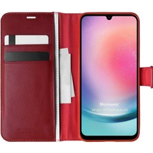 Microsonic Samsung Galaxy A24 Kılıf Delux Leather Wallet Kırmızı