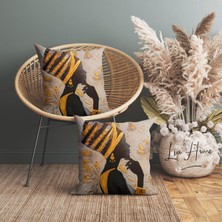 Lia Store Afrika Kadın Desenli Dekoratif 2'li Kırlent Kılıfı Seti