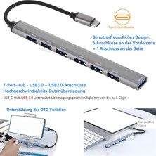 Hermoso Pc Dizüstü Bilgisayar Için 7 Bağlantı Noktalı USB C Hub USB C'den USB 3.0 Hub'a USB Ayırıcı (Yurt Dışından)