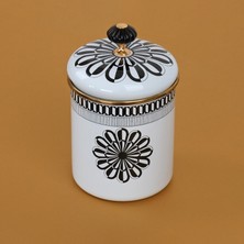 Glore Destina Siyah Çiçekli Emaye Baharatlık