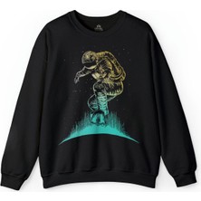 So Cool Astronot Uzay Cosmos Ay Dünya Gezegen Galaksi Baskılı Sweatshirt