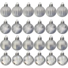 Kikajoy Gümüş Lüks Ağaç Süsleri 3cm 24LÜ