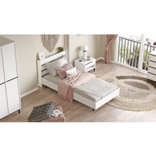 Yurudesign Ocean Tek Kişilik Karyola Metal Ayaklı 100*200 cm Beyaz ON13-W