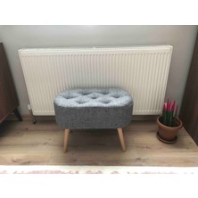 Beylerbeyi Gürgen Ahşap Ayak Welsoft Kumaş Oval Pufidik Puf Bench Tabure Sandalye