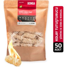 Bonga Şömine ve Mangal Tutuşturucu 50 Adet 700 gr - Jel Ve Çıra Alternatifi Doğal Odun Yünü