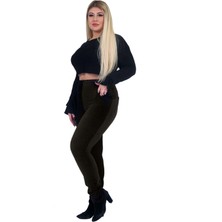 Fierte Kadın Büyük Beden Pantolon Gny31122 Elastik Bel Fitilli Kadife