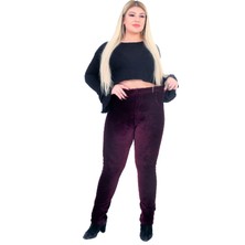 Fierte Kadın Büyük Beden Pantolon Gny31122 Elastik Bel Fitilli Kadife