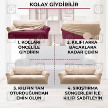 Riselerhome Lastıklı Esnek Koltuk Kanepe Kılıfı Takımı Çekyat Örtüsü  (3+3+1+1 ) Takım