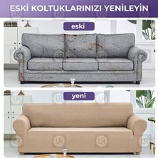 Riselerhome Lastıklı Esnek Koltuk Kanepe Kılıfı Takımı Çekyat Örtüsü  (3+3+1+1 ) Takım