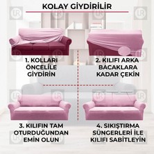 Riselerhome Lastıklı Esnek Koltuk Kanepe Kılıfı Takımı Çekyat Örtüsü  (3+3+1+1 ) Takım