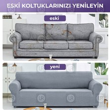 Riselerhome Lastıklı Esnek Koltuk Kanepe Kılıfı Takımı Çekyat Örtüsü  (3+3+1+1 ) Takım
