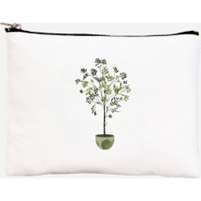 Gedene Zeytin Ağacı Desenli Pamuk Krem Clutch Çanta