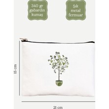 Gedene Zeytin Ağacı Desenli Pamuk Krem Clutch Çanta