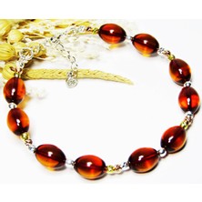 Lilah Gümüş Tr Gümüş Dorika Toplu Kehribar Taşlı Kadın Bileklik