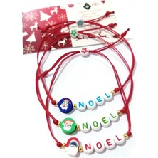 Funny Takı Üç Adet Noel Baba ve Noel Yazılı Yılbaşı Kartlı Bileklik