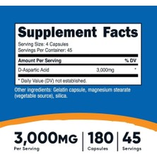 Nutri D-Aspartic Acid Daa Kapsül 3000 mg Per Serving 180 Kapsül