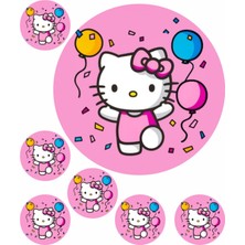 Atölye7 Tasarım Hello Kitty 7 Adet A4 Yenilebilir Süsü Pasta Kurabiye Şeker Hamuru Kağıt Baskısı