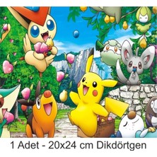 Atölye7 Tasarım Pokemon Büyük Boy 20X24 cm A4 Yenilebilir Pasta Kurabiye Şeker Hamuru Kağıt Baskısı Dikdörtgen