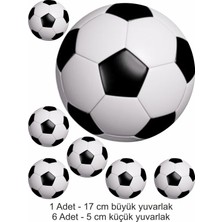 Atölye7 Tasarım Futbol Topu 7 Adet A4 Yenilebilir Süsü Pasta Kurabiye Şeker Hamuru Kağıt Baskısı