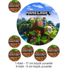 Atölye7 Tasarım Minecraft 7 Adet A4 Yenilebilir Süsü Pasta Kurabiye Şeker Hamuru Kağıt Baskısı