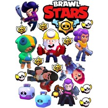 Atölye7 Tasarım Brawl Star Karakter ve Logosu A4 Yenilebilir Süsü Pasta Kurabiye Şeker Hamuru Kağıt Baskısı