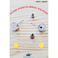Gümüştel El Sanatları Aytaşı (Faseta) Doğal Taş Top Küpe