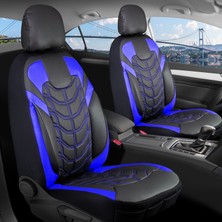 Mk Express renault Megane 1 Uyumlu Ön Arka 5 Li Set Yarı Deri Classy Serisi Full Deri Oto Koltuk Kılıfı Siyah Mavi Renk