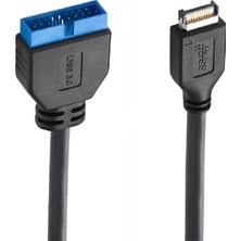 Alfais 5076 USB 3.1 Type-E Male To USB 3.0 19 20 Pin Dişi Uzatma Kablosu