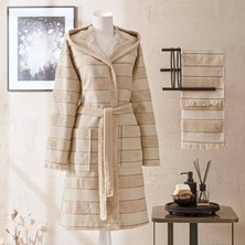Taç Casual Pamuk Bornoz Set Bej L/xl