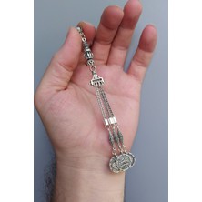 Vip Kehribar Mikron Gümüş Kaplama Sancak Model Tesbih Püskül Gümüş Işçilikli Sancak Püskül