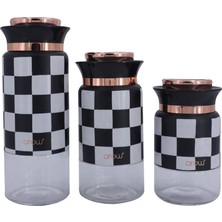 Arow Damalı Kavanoz Seti 3'lü