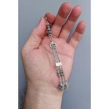 Vip Kehribar Mikron Gümüş Kaplama Sancak Model Tesbih Püskül Gümüş Işçilikli Sancak Püskül