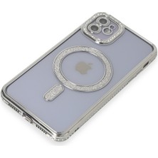 HappyCase Iphone 11 Kılıf Joke Simli Magsafe Kılıf - Gümüş