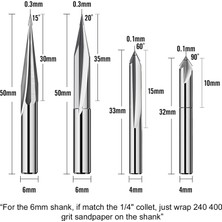 Guangdong Spirit Cnc Freze Uçları Seti 1/4 Şaft, Gravür Ahşap Oyma Freze Ucu 6mm ve 4mm, V-Oluk, Profil Ucu, Tungsten Çelik - 4pcs (Yurt Dışından)