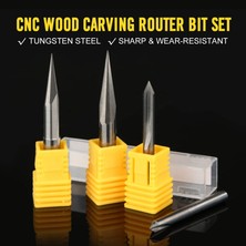 Guangdong Spirit Cnc Freze Uçları Seti 1/4 Şaft, Gravür Ahşap Oyma Freze Ucu 6mm ve 4mm, V-Oluk, Profil Ucu, Tungsten Çelik - 4pcs (Yurt Dışından)