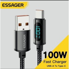Essager USB To Type-C Pd 100W Süper Hızlı Şarj Data Kablosu Dijital Göstergeli