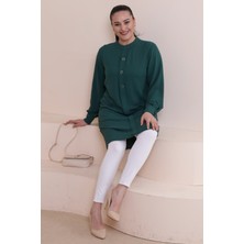 FERACE Kadin Buyuk Beden Tesettur Tunik Düğmeli Ayrobin Kumaş