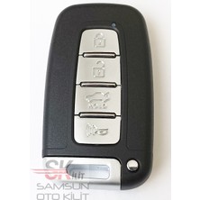 Skilit Samsun Oto Kilit Hyundai IX35 Santa Fe Sonata Elantra 4 Tuşlu Logolu Smart Anahtar Kumanda Kabı Oto Anahtarlık