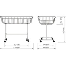 Tekerlekli 50x80x85 Cm Profil Ayaklı Tel Sepet İndirim Sepeti Havuz Sepet Market Sepeti